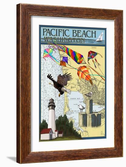 Pacific Beach, Washington - Nautical Chart-Lantern Press-Framed Art Print