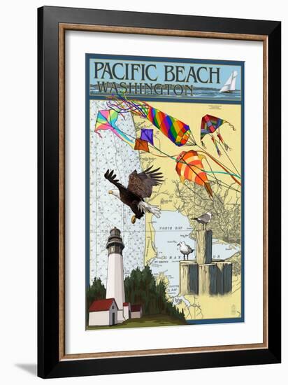 Pacific Beach, Washington - Nautical Chart-Lantern Press-Framed Art Print