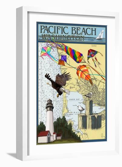 Pacific Beach, Washington - Nautical Chart-Lantern Press-Framed Art Print