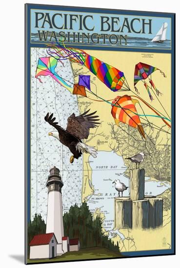 Pacific Beach, Washington - Nautical Chart-Lantern Press-Mounted Art Print