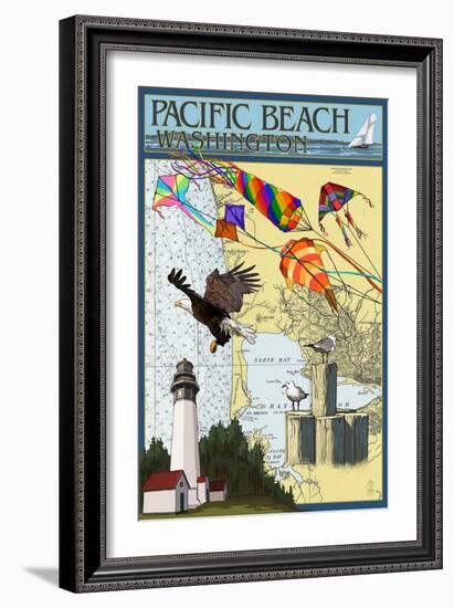 Pacific Beach, Washington - Nautical Chart-Lantern Press-Framed Art Print