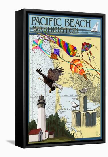 Pacific Beach, Washington - Nautical Chart-Lantern Press-Framed Stretched Canvas