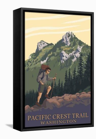 Pacific Crest Trail, Washington - Mountain Hiker-Lantern Press-Framed Stretched Canvas