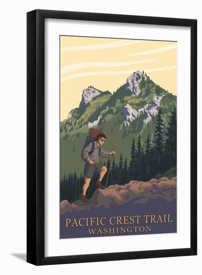 Pacific Crest Trail, Washington - Mountain Hiker-Lantern Press-Framed Art Print