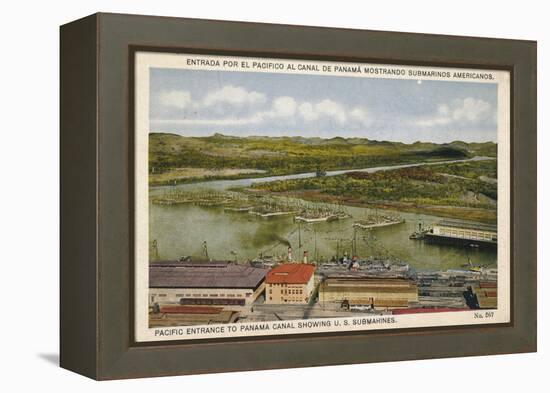 Pacific Entrance to Panama Canal Showing U. S. Submarines, C1920S-null-Framed Premier Image Canvas