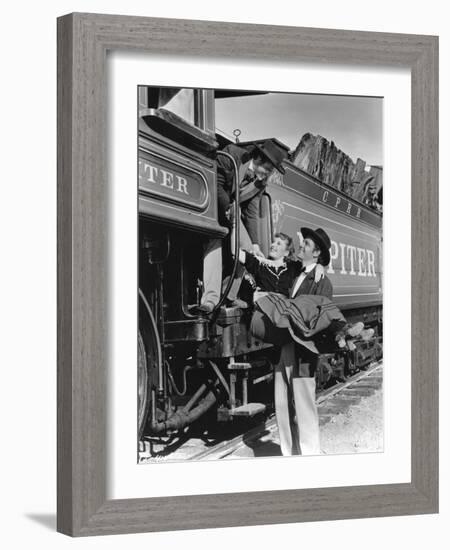 Pacific Express UNION PACIFIC by CecilBDeMille with Rovert Presto, Barbara Stanwyck and Joel McCrea-null-Framed Photo