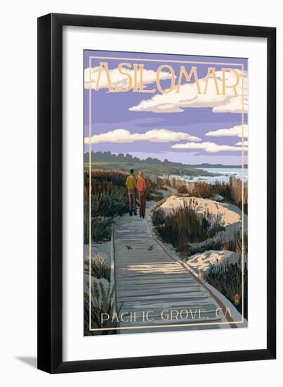 Pacific Grove, California - Asilomar Boardwalk-Lantern Press-Framed Art Print