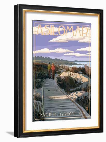 Pacific Grove, California - Asilomar Boardwalk-Lantern Press-Framed Art Print