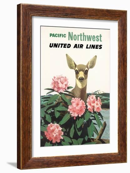 Pacific Northwest - United Air Lines, Vintage Airline Travel Poster, 1960-Stan Galli-Framed Art Print