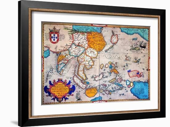 Pacific Ocean/Asia, 1595-Abraham Ortelius-Framed Giclee Print