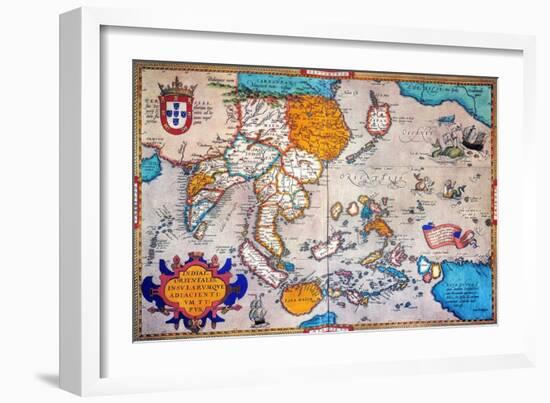 Pacific Ocean/Asia, 1595-Abraham Ortelius-Framed Giclee Print