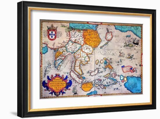 Pacific Ocean/Asia, 1595-Abraham Ortelius-Framed Giclee Print