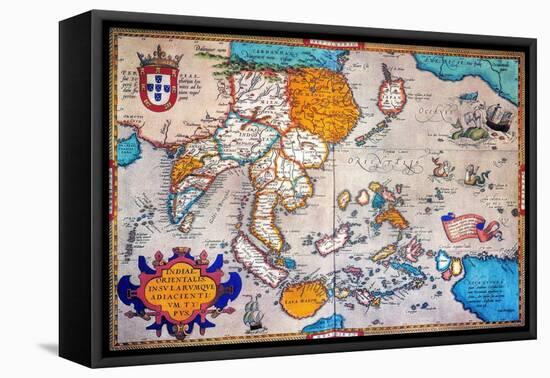 Pacific Ocean/Asia, 1595-Abraham Ortelius-Framed Premier Image Canvas