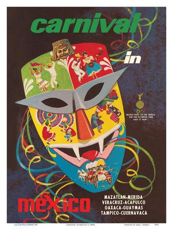 Yucatan Mexicana Vintage Airline advert Wall art. poster Reproduction poster