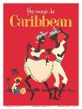 Fly through the Caribbean - Calypso Dancers and Conga Drummer-Pacifica Island Art-Art Print