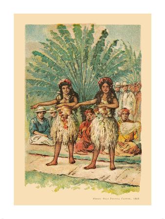 Hawaii Nude Hula Dancer Vintage Pin Up Calendar Page Art Poster Print
