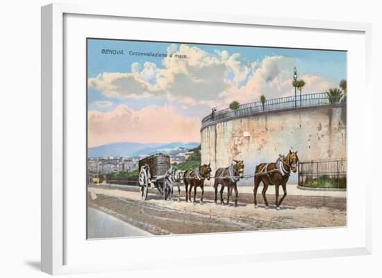 Pack Animals Hauling Cart, Genoa-null-Framed Art Print