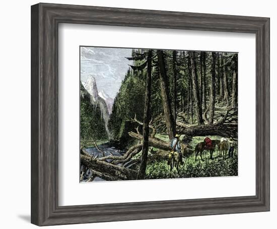 Pack Train of Traders in the Rocky Mountains, c.1800-null-Framed Giclee Print