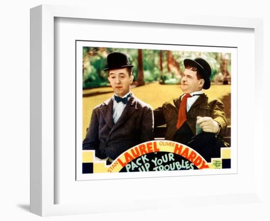 Pack Up Your Troubles, L-R: Stan Laurel, Oliver Hardy on Lobbycard, 1932-null-Framed Art Print