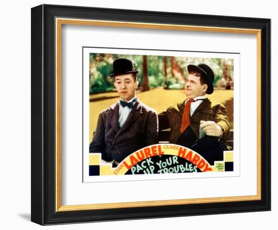 Pack Up Your Troubles, L-R: Stan Laurel, Oliver Hardy on Lobbycard, 1932-null-Framed Art Print