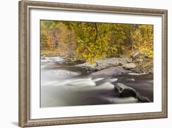 Packers Falls on the Lamprey River in Durham, New Hampshire. Fall-Jerry & Marcy Monkman-Framed Photographic Print