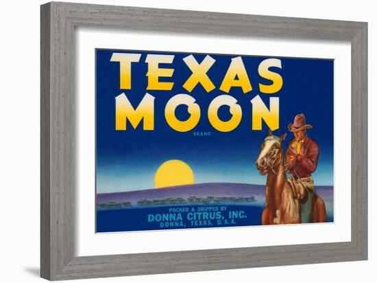 Packing Crate Label, Texas Moon-null-Framed Art Print