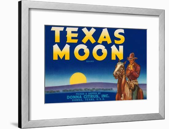 Packing Crate Label, Texas Moon-null-Framed Art Print