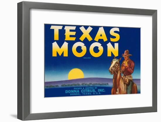 Packing Crate Label, Texas Moon-null-Framed Art Print