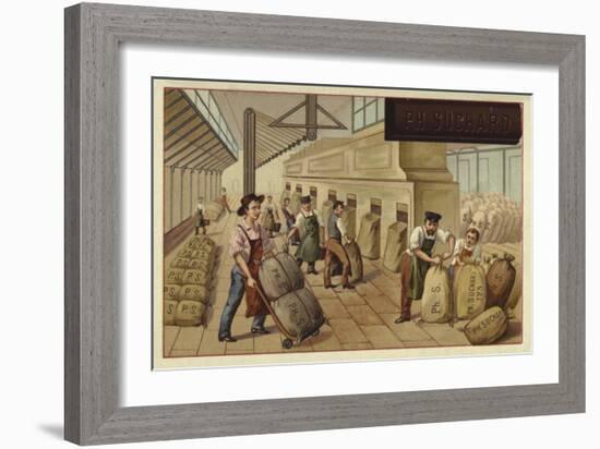 Packing Sacks of Cocoa in a Factory-null-Framed Giclee Print