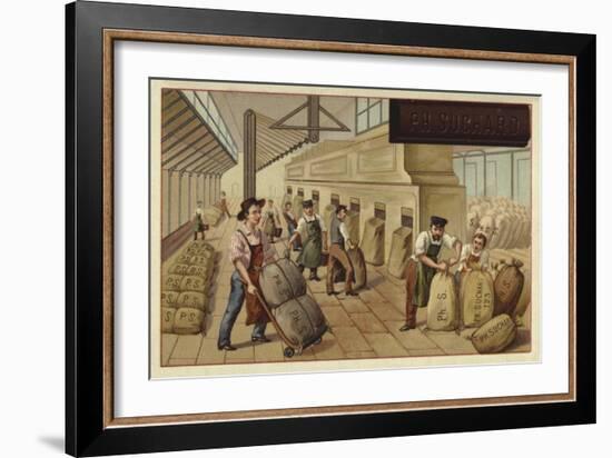 Packing Sacks of Cocoa in a Factory-null-Framed Giclee Print