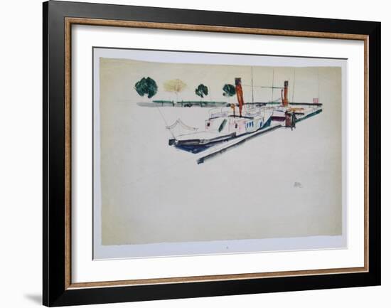 Paddle-Steamer at the Quay, 1912-Egon Schiele-Framed Collectable Print