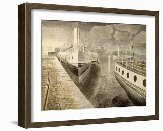 Paddle Steamers at Night-Eric Ravilious-Framed Giclee Print