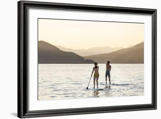 Paddleboarding on Whitefish Lake at Sunset in Whitefish, Montana, USA-Chuck Haney-Framed Photographic Print