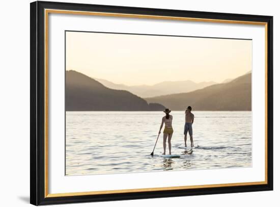 Paddleboarding on Whitefish Lake at Sunset in Whitefish, Montana, USA-Chuck Haney-Framed Photographic Print