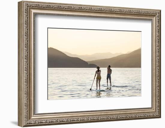 Paddleboarding on Whitefish Lake at Sunset in Whitefish, Montana, USA-Chuck Haney-Framed Photographic Print