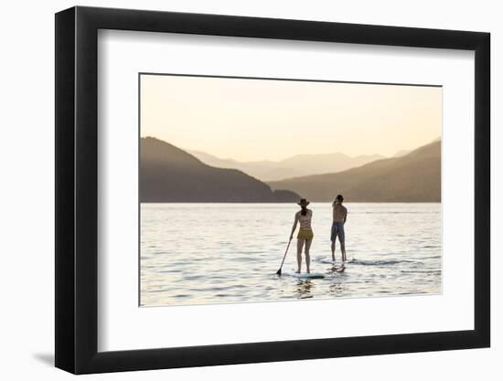 Paddleboarding on Whitefish Lake at Sunset in Whitefish, Montana, USA-Chuck Haney-Framed Photographic Print