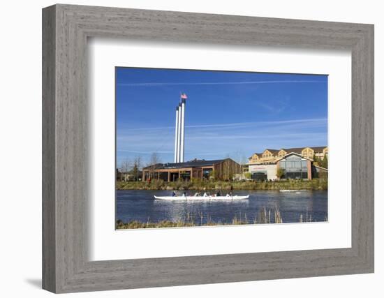 Paddlers on the Deschutes River, Old Mill District, Bend, Oregon, USA-Chuck Haney-Framed Photographic Print