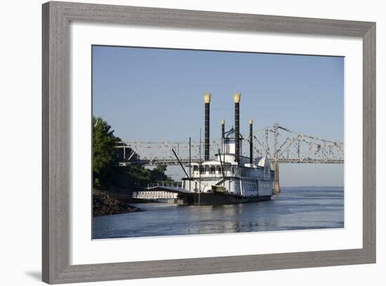 Paddlewheel Boat and Casino, Mississippi River, Port Area, Natchez, Mississippi, USA-Cindy Miller Hopkins-Framed Photographic Print