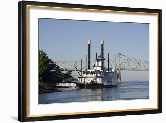 Paddlewheel Boat and Casino, Mississippi River, Port Area, Natchez, Mississippi, USA-Cindy Miller Hopkins-Framed Photographic Print