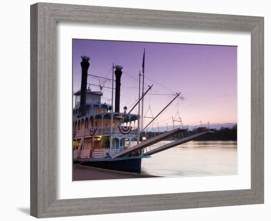 Paddlewheel Riverboat Julia Belle Swain on the Mississippi River, La Crosse, Wisconsin-Walter Bibikow-Framed Photographic Print