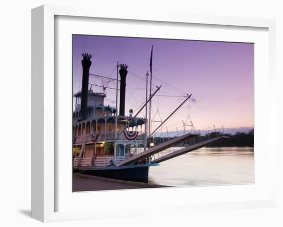 Paddlewheel Riverboat Julia Belle Swain on the Mississippi River, La Crosse, Wisconsin-Walter Bibikow-Framed Photographic Print