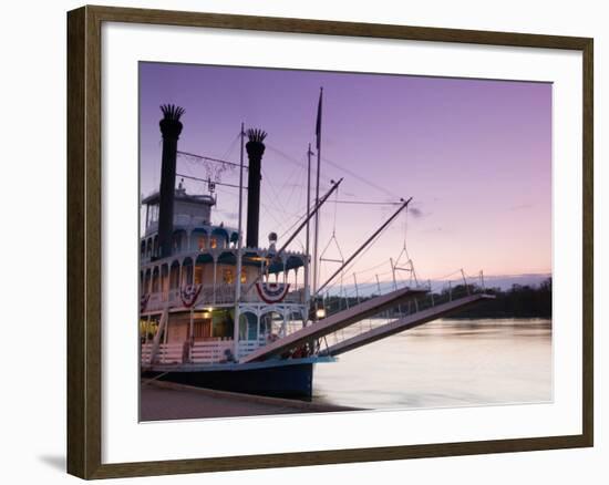 Paddlewheel Riverboat Julia Belle Swain on the Mississippi River, La Crosse, Wisconsin-Walter Bibikow-Framed Photographic Print