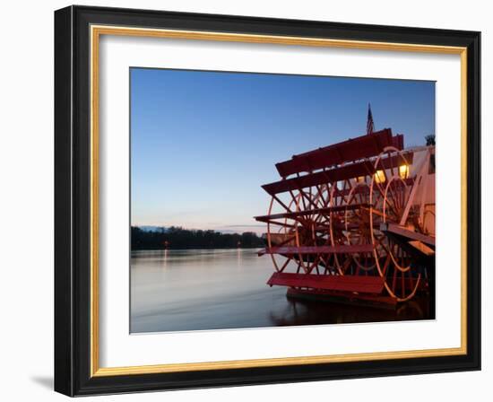 Paddlewheel Riverboat Julia Belle Swain on the Mississippi River, La Crosse, Wisconsin-Walter Bibikow-Framed Photographic Print