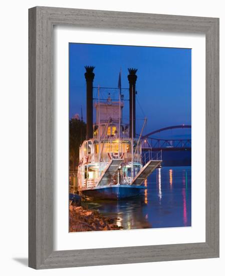 Paddlewheel Riverboat Julia Belle Swain on the Mississippi River, La Crosse, Wisconsin-Walter Bibikow-Framed Photographic Print