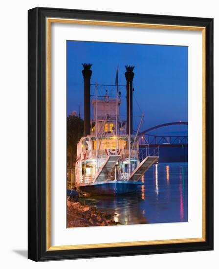 Paddlewheel Riverboat Julia Belle Swain on the Mississippi River, La Crosse, Wisconsin-Walter Bibikow-Framed Photographic Print