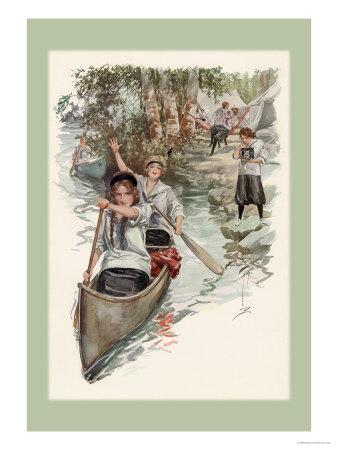 Paddling Their Own Canoe Art Print by Harrison Fisher 