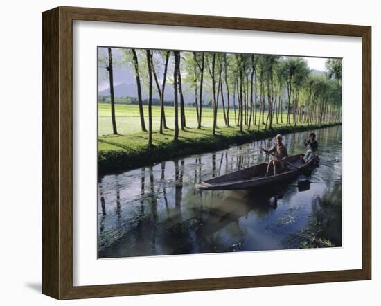 Paddy Fields and Waterway with Local Boat, Kashmir, India-John Henry Claude Wilson-Framed Photographic Print