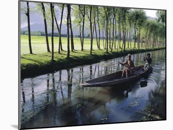 Paddy Fields and Waterway with Local Boat, Kashmir, India-John Henry Claude Wilson-Mounted Photographic Print