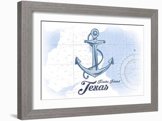 Padre Island, Texas - Anchor - Blue - Coastal Icon-Lantern Press-Framed Art Print