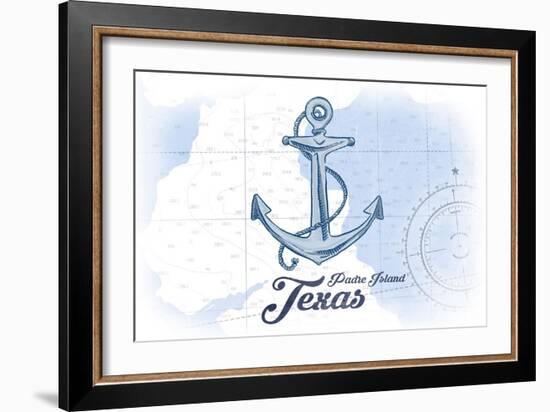 Padre Island, Texas - Anchor - Blue - Coastal Icon-Lantern Press-Framed Art Print